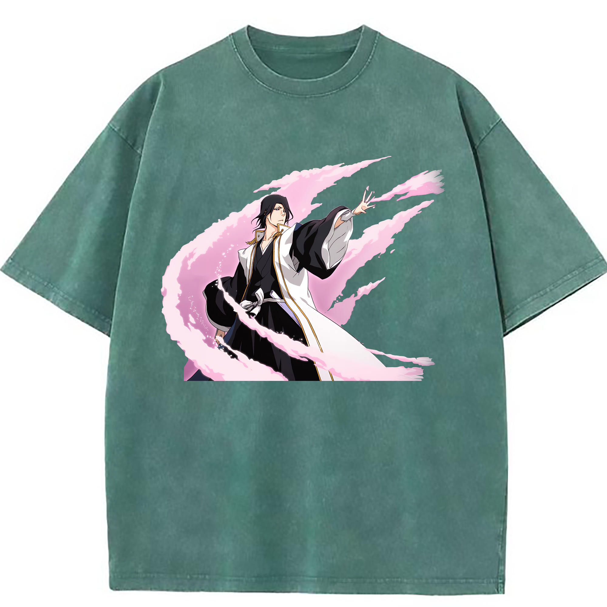 （画像用） ブリーチ くちき びゃくや BLEACH Kuchiki Byakuya 綿100% ヴィンテージ風 半袖Tシャツ（フロントプリント）